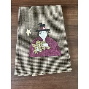 VINTAGE Tea Towel Hand Towel Primitive Patchwork Halloween Witch Handmade Plaid
